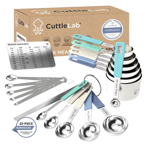 22 Piece Stainless Steel Measuring Cups and Spoons Set