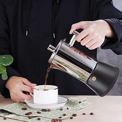 Diego Stovetop Espresso Maker Stainless Steel Italian Coffee Machine Maker 12Cup 17.5 oz Induction Moka Pot