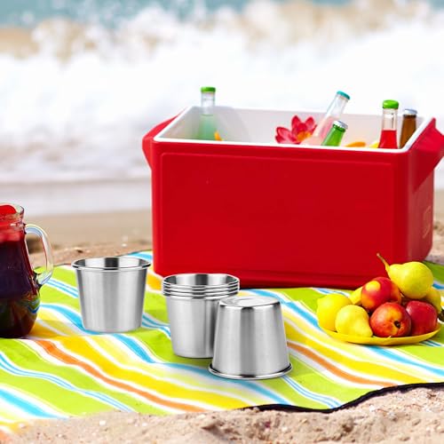 Resinta 6 Pack 5 oz Stainless Steel Cups Metal Shatterproof Stackable Pint Drinking Cups for Kids (6 Count)