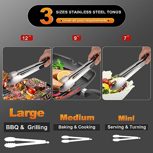 Stainless Steel Locking Tong Set of 3 (3 Count)