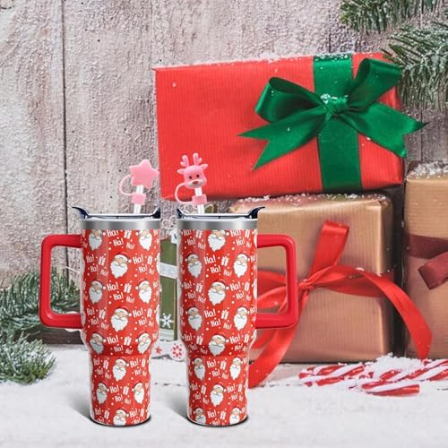 8pcs Christmas Straw Topper for Stanley Cup Accessories Santa Claus Christmas Tree 10mm Silicone Straw Covers Cap for Stanley 30 & 40 Oz Tumbler Christmas Gifts (8 Count)