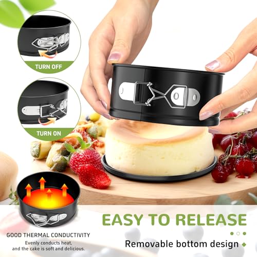 4 Pack Mini Springform Pan Set for Mini Cheesecake Pizza (4 Count)