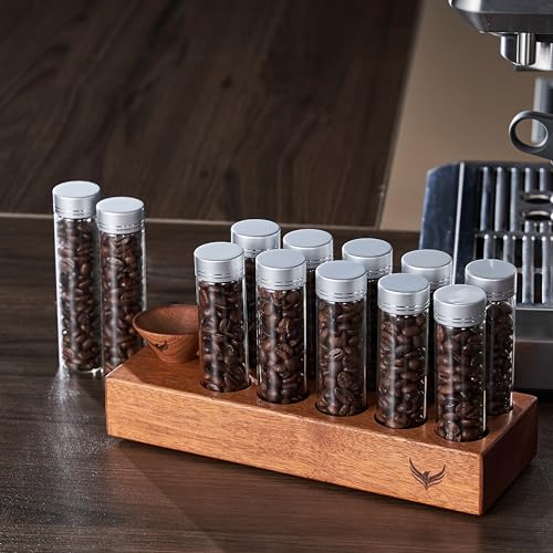Single Dose Coffee Bean Storage Tubes Coffee Bean Cellar 10 Pcs Dosing Glass Vials With Lids (10 Count)
