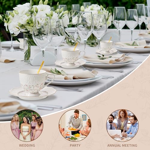 Interglio Embossed Bone China Tea Cup and Saucer Set (3 Count)