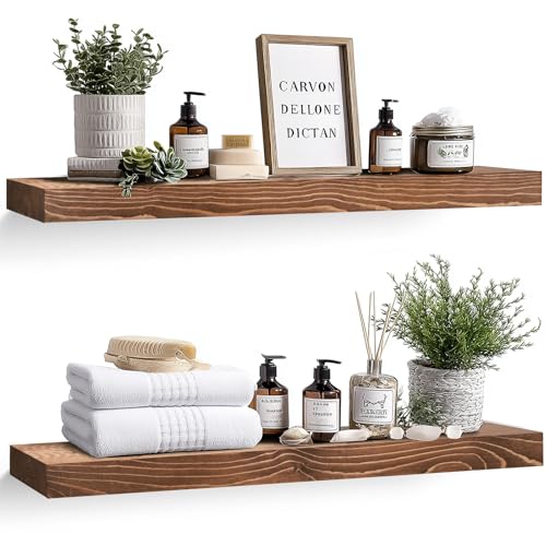 Solid Wood Floating Shelves (2 Count)