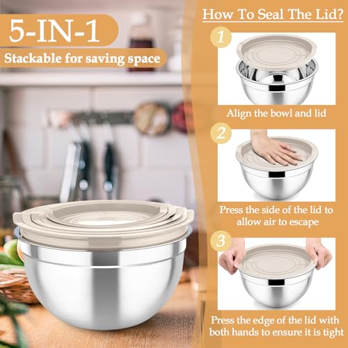 Mixing Bowls Stainless Steel Nesting Salad Bowls Set (6 Count)