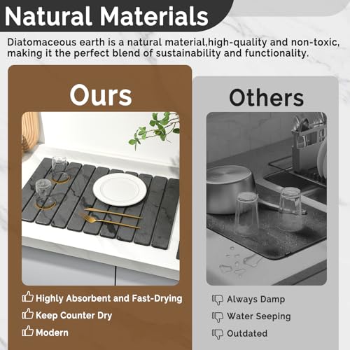 Large Stone Dish Drying Mat for Kitchen Counter (24 Sq Ft)