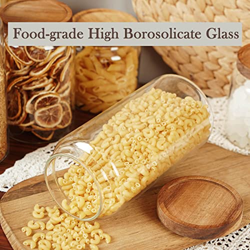 Glass Storage Container Airtight Food Jars Kitchen Canister with Wood Lids