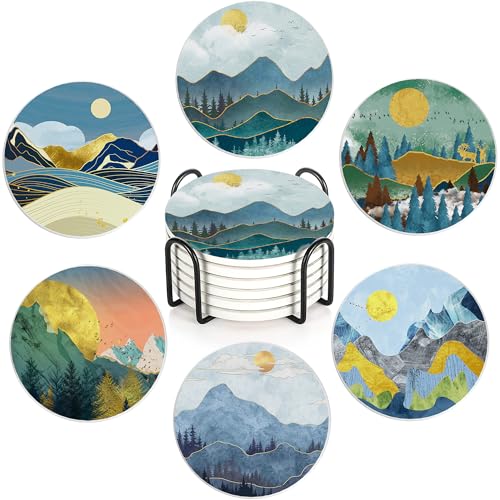 6 Pcs Coasters for Drinks with Holder