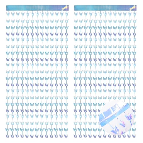 Iridescent Hanging Butterfly Foil Fringe Curtain (2 Count)