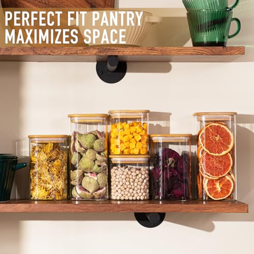 22oz/37oz/50oz Square Glass Storage Containers with Lids 6-Pack (6 Count)