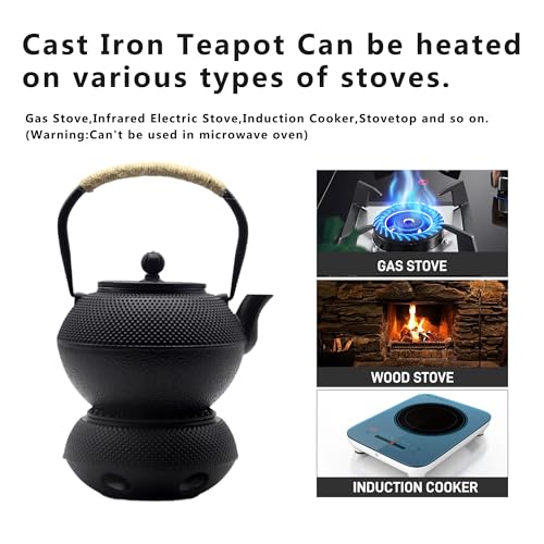 40.6oz Cast Iron Teapot Set with Warmer