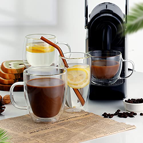 Large Double Wall Glass Coffee Mug 17 oz