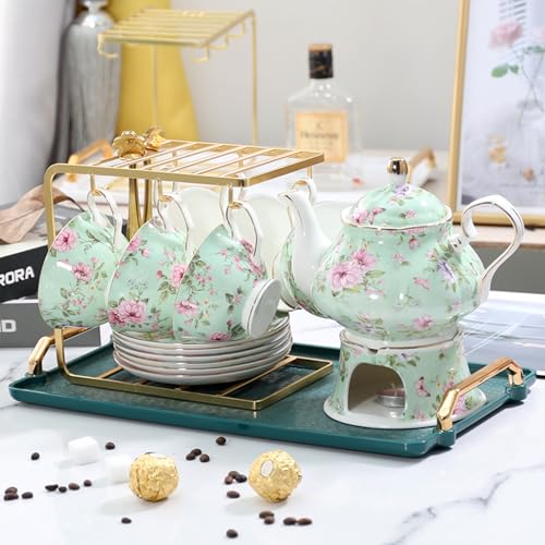 floral porcelain coffee cups set for 6 people