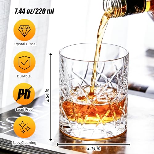 Crystal Whiskey Glasses Set of 2 Hand Blown Old Fashioned Glasses (2 Count)