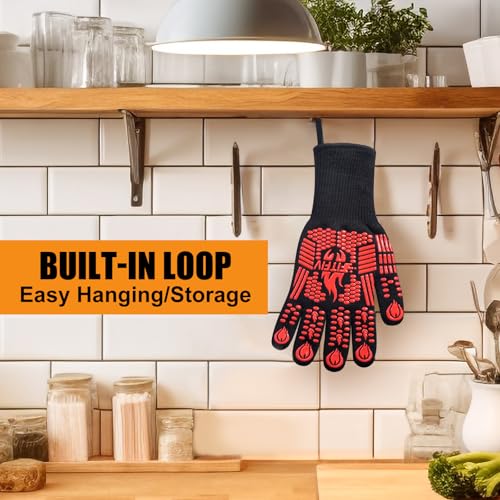 BBQ Gloves 1472°F Heat Resistant with Silicone Grip Oven Mitts (2 Count)