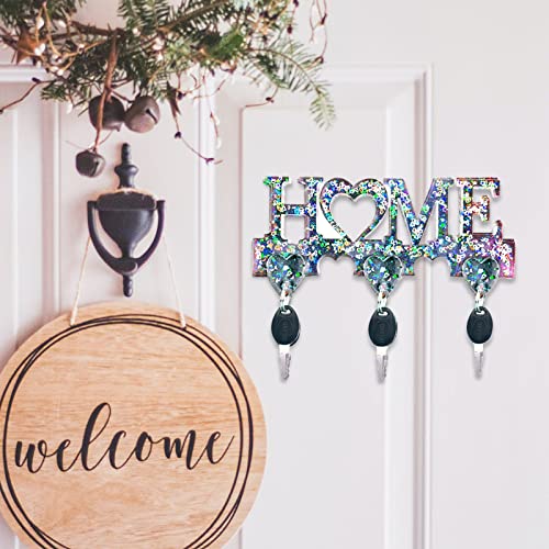 2Pcs Key Holder Resin Molds Wall Decor Unique Silicone Keychain Pendant Resin Mold for Epoxy Casting Wall Mounted Key Hangers Storage Organizer Home Decoration DIY Gift (2 Count)