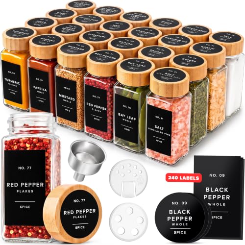 Glass Spice Jars with Label (24 Count)