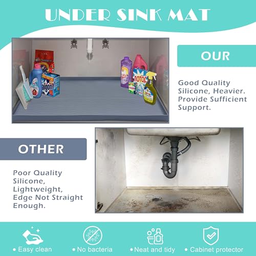 Waterproof Silicone Under Sink Mat 34'' x 22'' Shelf Liner for Kitchen and Bathroom (748 sq inch)