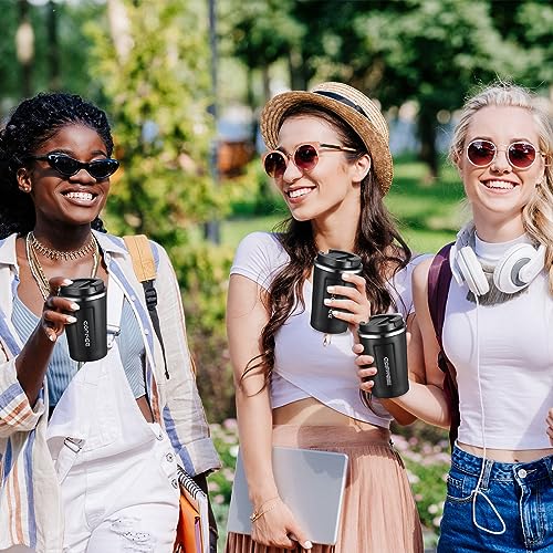 4 Pcs 13 oz Travel Coffee Mug Insulated Reusable Coffee Cups with Leakproof Lid Stainless Steel Portable Tumbler for Keep Hot or Ice Milk Tea