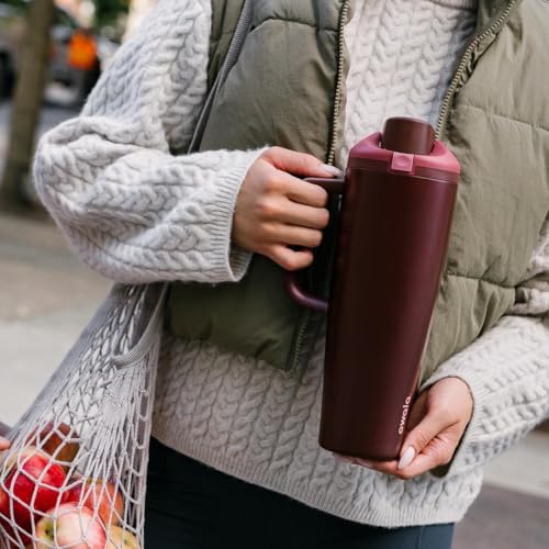 FreeSip Tumbler Stainless Steel Water Bottle 40 oz Black Cherry