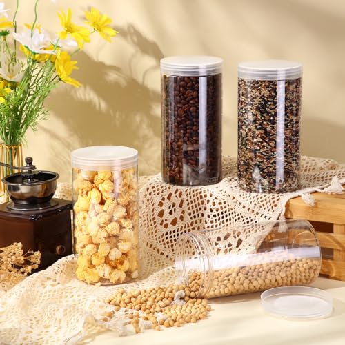 4 Pcs Plastic Jars Wide Mouth with Lids (4 Count)