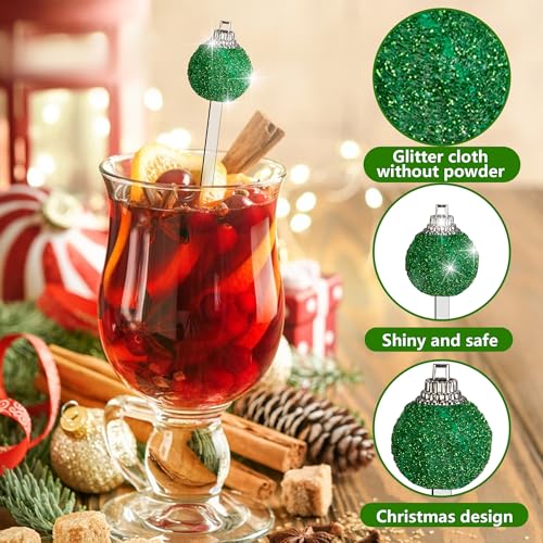 36 Pcs Christmas Glitter Ball Drink Stirrers