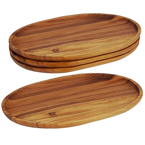 Woodard & Charles Acacia Wood Large Oval Serving Trays (4 Count)