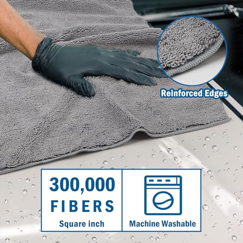Professional Large Microfiber Car Drying Towels 4 Pack (4 Count)