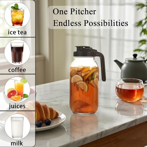 64oz Glass Pitcher Carafes With Handle and Lid