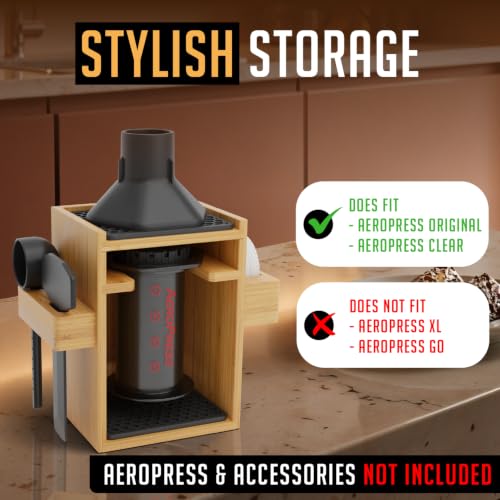Organizer Stand for AeroPress Bamboo Coffee Caddy Compact Black