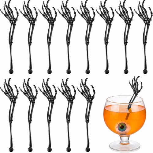 24 Pcs Halloween Swizzle Sticks Skeleton Cocktail Garnish (24 Count)