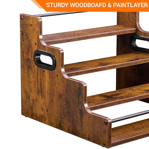 2-Pack 4-Tier Liquor Bottle Display Shelf, 16-Inch, Rustic Brown (2 Count)