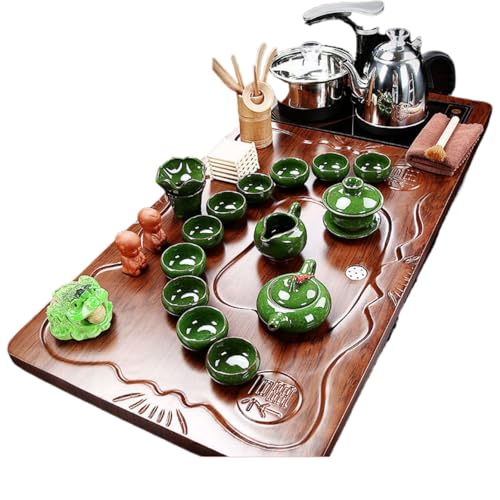 WW P09L2115197 全自动 Kungfu Tea Set Automatic Teapot Set 茶盘 Chinese Gongfu Tea Set Gift Box 茶具套装家用陶瓷功夫茶具智能电磁炉茶台茶道 Solid wood Chinese Teaset 实木整套
