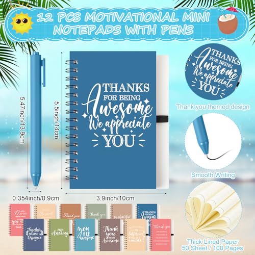 36 Pcs Employee Appreciation Gifts Bulk 24 oz Thank You Tumbler with Lid and Straw Mini Spiral Notebooks and Pens Appreciation Gifts for Team Employee Coworkers Teacher (36 Count)