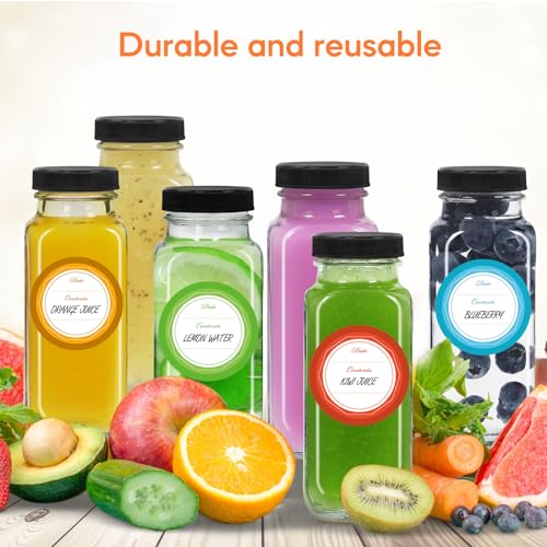 8oz 6 Pack Glass Juice Bottles with Leak (6 Count)
