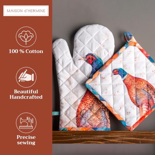 100% Cotton Oven Mitt & Pot Holder Set