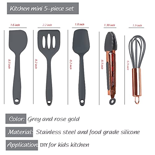 Rose Gold And Grey Mini Kitchen Utensil Small Five (5 Count)