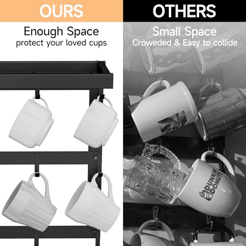 Coffee Mug Rack Wall Mounted with 12 Hooks and Shelf Cup Storage Holder
