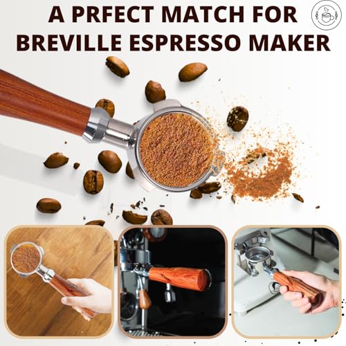 Espresso Portafilter 54mm Bottomless Rosewood Compatible with Breville Duo