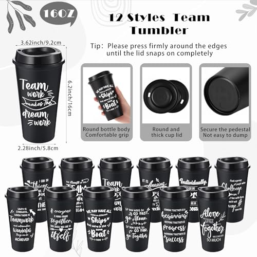 24 Set 96 Pcs Team Appreciation Gift Set Inspirational Employee Appreciation Gift Bulk 16 oz Coffee Cups with Team Notebook Pen Keychains for Staff Teacher (24 Count)