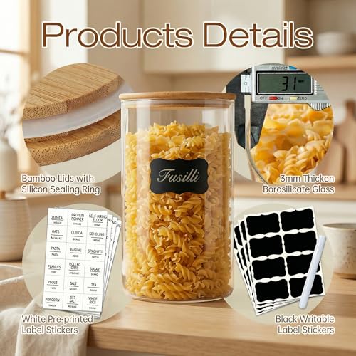 21 oz Glass Jars with Bamboo Lids (4 Count)