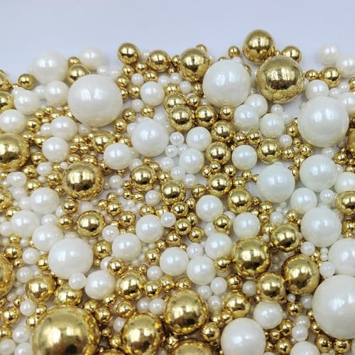 Edible White Gold Sugar Pearls Candy Sprinkles 120G (4.23 Ounce)