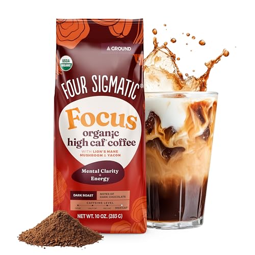 Organic High Caffeine Lion's Mane Ground Coffee (10 Ounce)