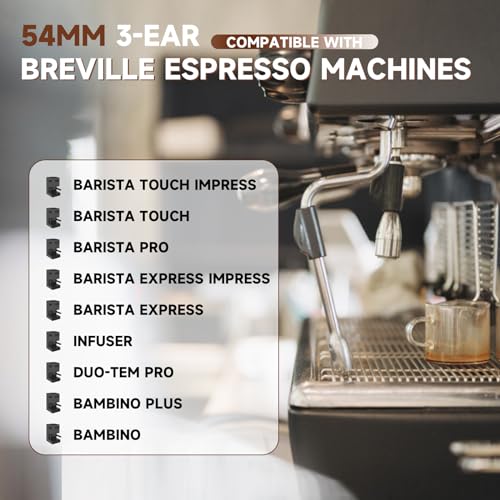54mm Bottomless Portafilter with Double Shot Filter Basket & Wood Handle for Breville Barista Express Impress