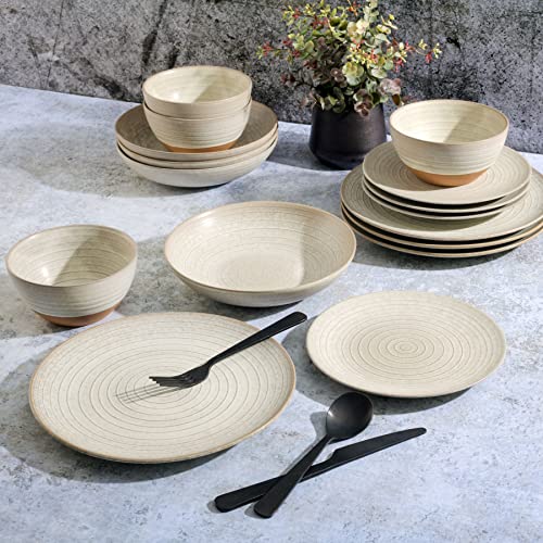 16 Piece Dreamweaver Double Bowl Terracotta Reactive Dinnerware Set