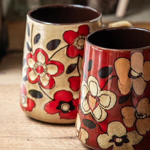 24 oz Extra Large Ceramic Coffee Mug Vintage Floral Cup with Handle