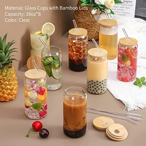 Glass Cups with Lid and Straw (8 Count)