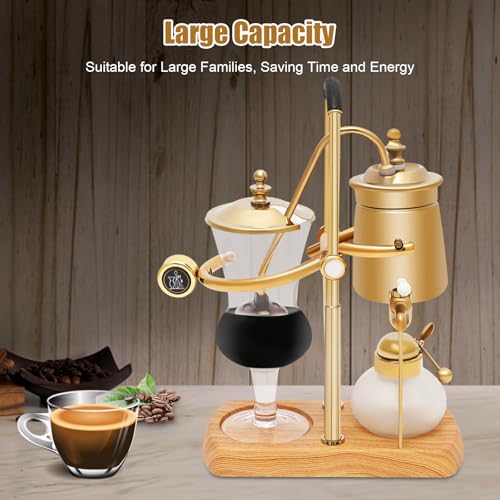 Balance Syphon Coffee Maker Elegant Unique Belgian Machine for Coffee and Tea Easy to Clean Integrated Filter Gold Accents Decorative Design Best Tasting Coffee Espresso Brewer