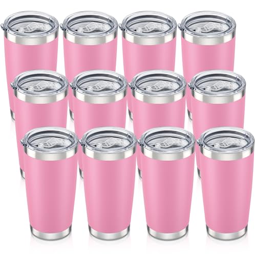 20 oz Tumbler with Lid Stainless Steel Insulated Tumblers Bulk Cups Mug (12 Count)